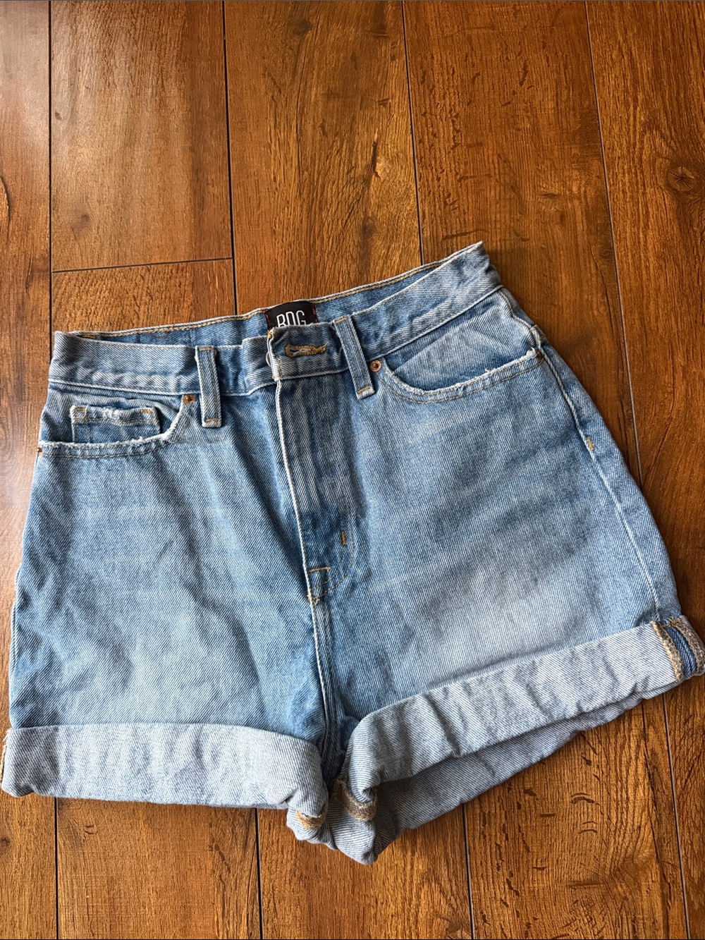 BDG Light Blue Rolled Hem Denim Shorts